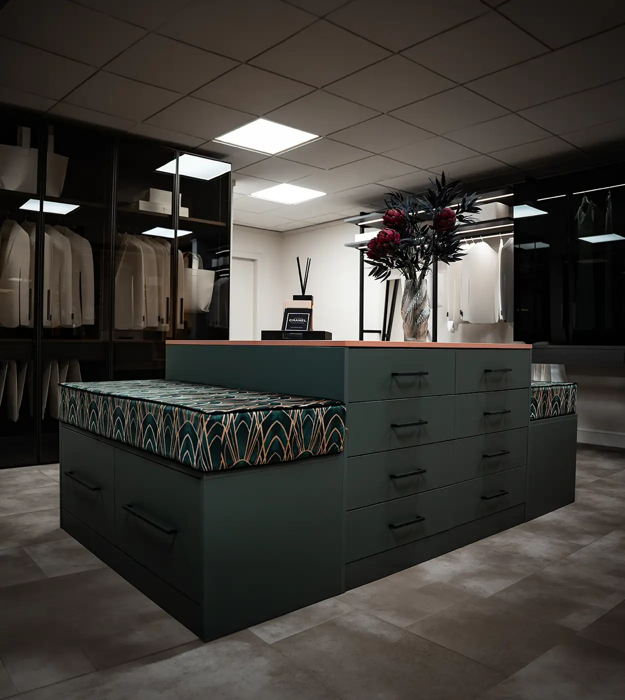 Dressing Room Seating and Dressing Islands
